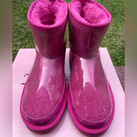 Juicy Couture Glossy Pink Winter Boots Size 8 - Picture 2 of 8